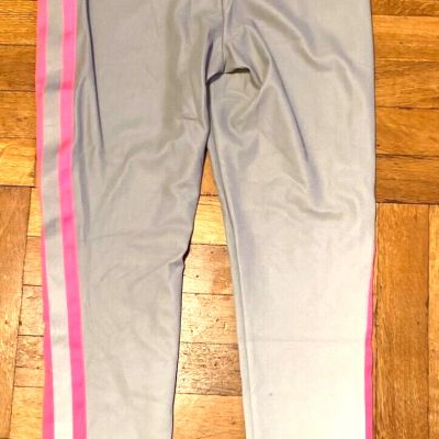 Fashion Nova Women's Longer Leggings Reflect Pants silver/pink striped size M